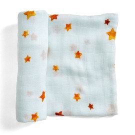 Rookie Humans Super Soft Viscose from Bamboo Muslin Swaddle Blankets for Baby Girls and Boys – Silky Soft - 47 x 47 inches Swaddling Blankets - Newborn Baby Essentials, Stars