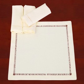 Grelucgo Handcrafted Solid Color Napkins, Double-Hemstitched (Cream, 18 x 18 Napkins (Set of 4))