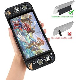 Dockable Protective Case Compatible with Switch OLED 2021, Hard Shell Case Cover for Switch OLED 7 Inch and Joy-Con Controllers with 4 Thumb Grips