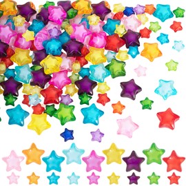 Alpinleux 60 Pcs Acrylic Star Beads, Colorful Star Loose Spacer Beads, Bulk Star Shaped Supplies Bead Kits, Charming Flat Beads for Jewelry Making, Crafts (2 Sizes)