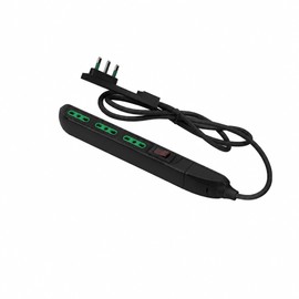 FANTON 47403 Multipresa SLIM 1,5 metri 3 prese bipasso, interruttore di sovraccarico con spina piccola CLOCK utile per posti stretti, dietro a mobili e comodini, colore nero