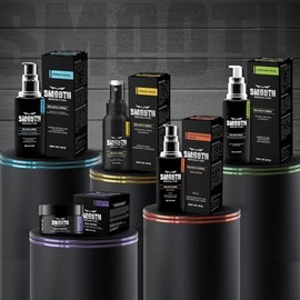 SMOOTH Kit Anti Edad Cuidado Facial Hombres: 5 productos: Limpiador Suave, Tónico Hidratante, Sérum Anti Arrugas, Gel Quita Ojeras, Protector solar FP