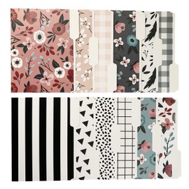 Zynshe Decorative File Folders, Set of 12-3 Tab Cute File Folders Letter Size Decorative Colored File Folders Boho Manilla Folders 8.5 x 11 – Pretty File Folders Home Office Supplies (Tranquilty)
