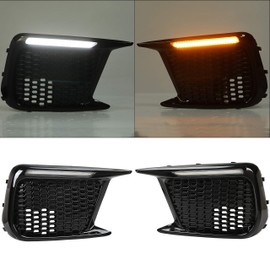 Kojem Fog Light Bezel Cover Compatible with 2018-2021 Subaru WRX STI Fog Lamp Bezel Trim Cover W/LED White DRL & Amber Turn Signal Replacement for 57731VA410 57731VA400