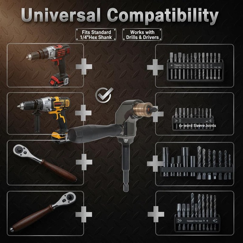 "90 Degree Magnetic Drill Bit Extension ， Right Angle Adapter