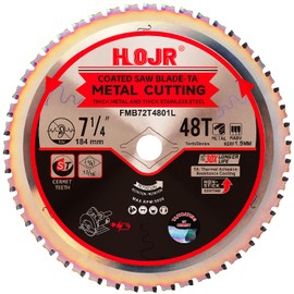 HOJR Dia 7-1/4" (184mm) 48-Tooth Arbor 5/8" Metal Cutting Circular Saw Blade, for Steel and Stainless Steel,The Cutting Head Uses a Special Anti-Heat Sticking Coating,FMB 7-1/4 inch 48-Tooth 5/8" -TA