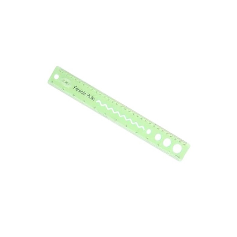 Regla de Plástico Flexible, 30 cm, Transparente (Verde)