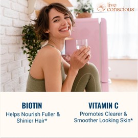 Live Conscious Live Conscious Beyond Collagen Multi Collagen Capsules - Types I, II, III, V & X | Hydrolyzed Blend with Biotin & Vitamin C for Hair, Skin, Nails 90 Capsules (2-Pack)