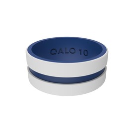 QALO Men's Folds of Honor Paramedic Strata Silicone Wedding Ring, Breathable, Durable Rubber Wedding Band for Men, 9mm Wide 1.85mm Thick, Blue & White, Size 12