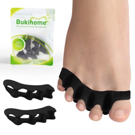Bukihome Toe Separators, 4 Pair Soft Gel Toe Spacers to Correct Bunions, Claw Toes,Hammer Toes, Foot Pain for Women & Men,Black+M