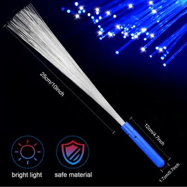 48 PCS Blue Glow Fiber Wands Sticks LED Light Wands 3 Modes Flashing Fiber Optic Light Rod Bulk Fiber Optic Wands Glow in The Dark Party Favors for Bar Wedding Party Supplies