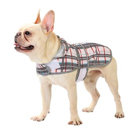 Dog Raincoat Hooded,Waterproof Rain Coat for Dogs with Adjustable Belly Strap,Reflective Strips, Lightweight Slicker Poncho Rain Jacket for Small Medium Large Dogs (Khaki Plaid, Medium)