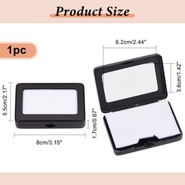 NBEADS Gemstone Display Box, 3.1x2.2x0.7 Inch Iron Jewelry Display Container Diamond Storage Box with Clear Glass Top Lids and Sponge for Bare Stone Naked Diamond Display, Electrophoresis Black