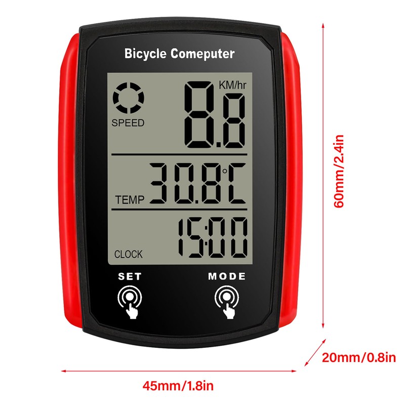 Wired Bike Computer 19 Functions Touch Bike Speedometer Odometer Waterproof