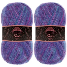 JubileeYarn Mohair Elixir Yarn - Baby Wool Blend - 50g/Skein - Purple Haze - 2 Skeins