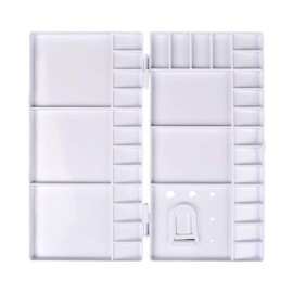 CHENGZI Watercolor Palette Folding Paint Tray Plastic Watercolor Palette with Thumbhole 33 Wells for Watercolor,Gouache, Acrylic and Oil Paint
