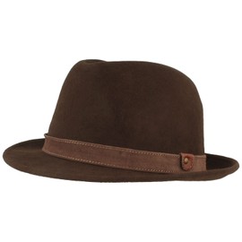 Breiter Trilby Crushable Felt Hat Narrow Brim Wool Felt, brown