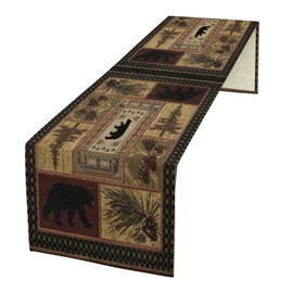 XBDDZSW Rustic Bear Table Runner Retro Pine Cabin Farmhouse Style Home Kitchen Table Decoration 13 "X36
