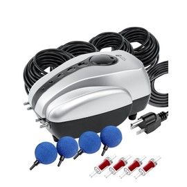 AquaMiracle All-in-One Koi Pond Aerator for Outdoor Ponds up to 2000 Gallons, Pond Air Pump Pond Aeration System with 4-Outlet Airline Tubing Air Stones Check Valves