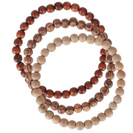Ewaco Lucky 3 pcs Wood Beads Bracelet for Women Men Natural Wood Beads Elastic Stretch Yoga Prayer Bracelet