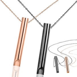 Anxiety Relief Necklace, LYQQY 2 Pieces Stress Relief Necklace Stylish, Refined and Versatile Mindful Breathing Necklace Meditation Breath Necklace for Meditation Relaxation, Soothing, Black, Rose