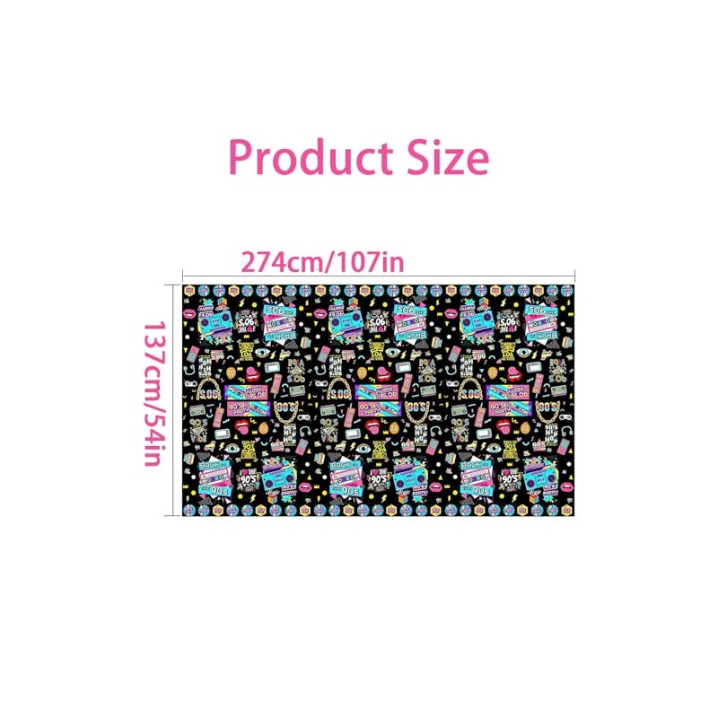 BLMHTWO Tablecloth 90s Party, 90s Party Tablecloth Hip Hop Retro