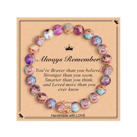 JoycuFF Inspirational Gifts for Women Crown Beaded Gifts for Best Friend Daughter Girlfriend Granddaughter Birthday Christmas Gift Always Remember You Are Braver Than You Believe Crown Bead Bracelets