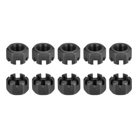DTGN M12 x 1.25 mm (D x P) Slotted Hex Castle Nuts 10 PCS Machine Repair Carbon Steel Black Color Hex Nuts Black