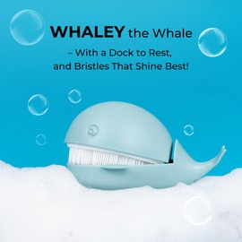 SETRON Whaley Whale Dish Brush – Cute Whale Scrub Brush for Dishes & Veggies, Palm Cleaning Brush, Funny Kitchen Gadget, Sink Accessories, Unique Gifts for Women, Housewarming or White Elephant Gifts