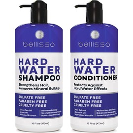 Hard Water Shampoo and Conditioner Set - Sulfate Free Hair Care Products for Women and Men - Moisturizing Treatment with Chelating Properties for a Deep Clean - Remover for Cleansing Mineral Build Up