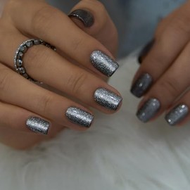 CurvLife Presione En Las Uñas Uñas Postizas Acrílicas Cuadradas Cortas Con Diseño de Albaricoque, Cubierta Completa, Uñas Postizas, Pegamento Desnudo 