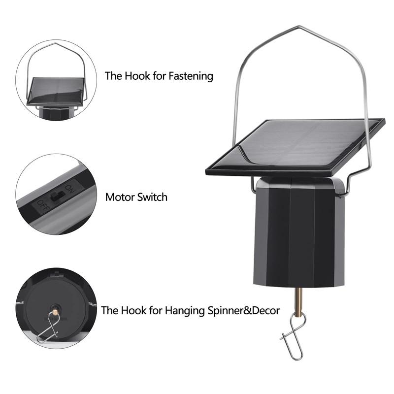 Wind Spinner Motor Solar Powered Mobile Rotating Hanging Ornament Outdoor