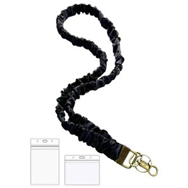 Stretchy Scrunchie Lanyard Teacher Lanyard with ID Holder Cute Lanyards for ID Badges and Keys Lanyards for Keys for Women with 2 Card Holders for Women Teacher Nurses School Office Trip