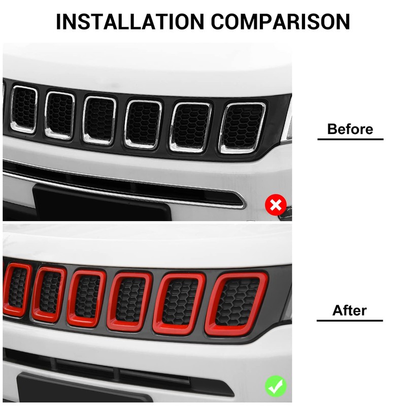 Grille Grill Cover Inserts Frame Trim Kit for Jeep Compass