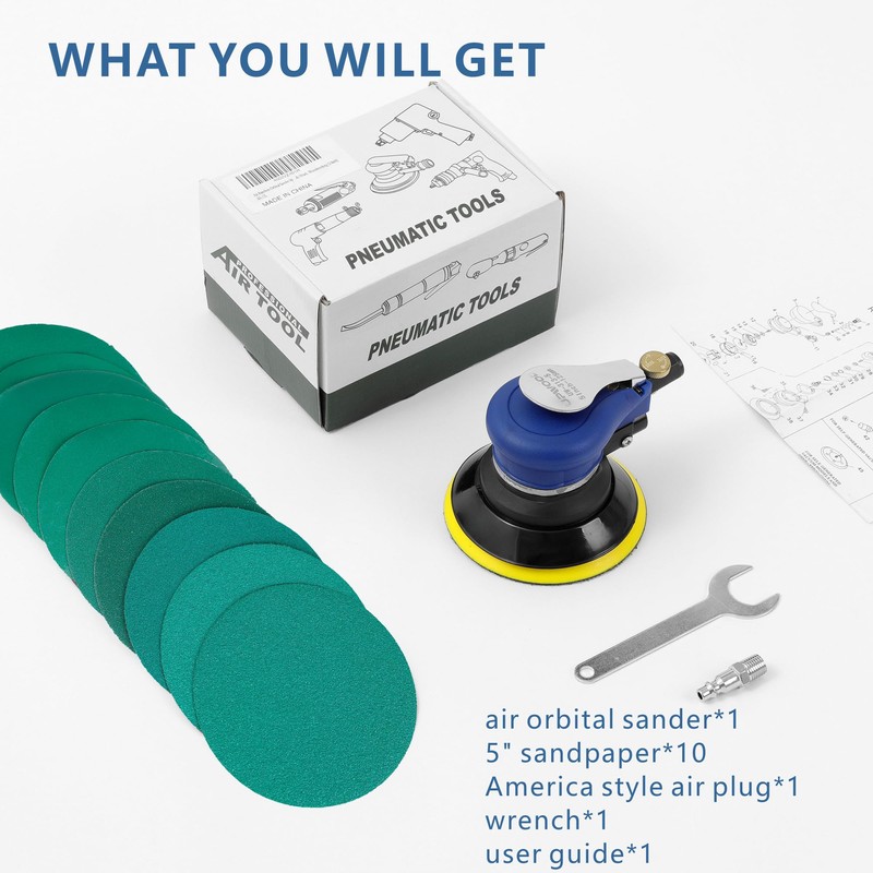 Air Random Orbital Sander by UPWOOD, Pneumatic Palm Sander With