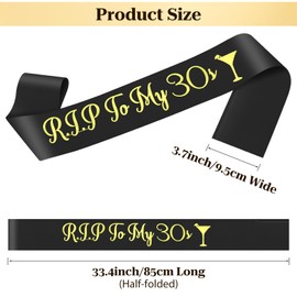 40th Birthday Sash 40th Birthday Decorations Birthdays Gifts for Women Men Turning 40 Year Old Gifts for Her Him Idea Party Decor Supplies Favors for Mom Dad Family Black Satin Sash