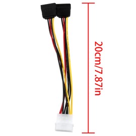 fengxiaomin 4 Pin Molex to 15 Pin Dual SATA Power Splitter Cable SATA Power Splitter Cable 18AWG Copper Serial SATA Hard Drive Extension Cable(20CM)-4 Pack
