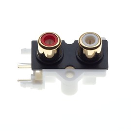 Keple 2 x Phono Sockets, Gold-Plated Contact Parts, PCB - RCA Socket, 4 Pin Mounted, AV Concentric Socket, 2 Sockets, Stereo Audio Video