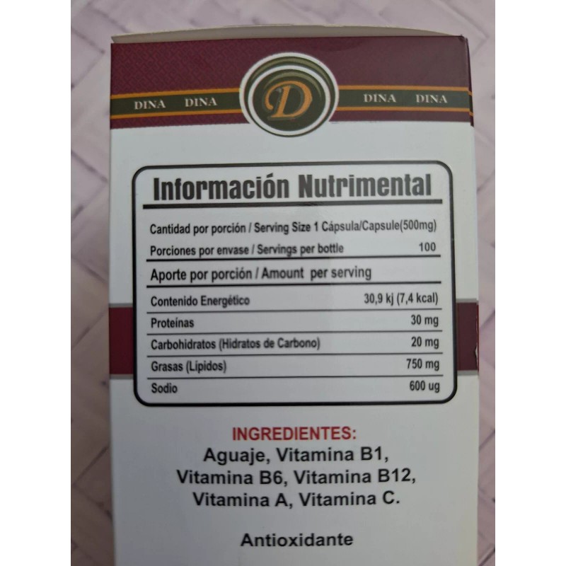 dina Aguaje Original de Peru para la Mujer 500mg 100