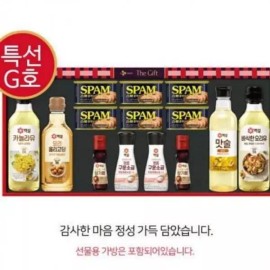 설날 선물세트1세트 설 선물 명절 캔 햄 소금 식용유 참기름 명절 New Year's Gift Set with Canned Ham, Salt, Edible Oil, and Sesame Oil