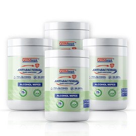 Germisept Hand Sanitizing Wipes - Keeping It Clean - 75% Alcohol Wipes In Easy Dispensing Canisters - Durable Traction Cleaning- Enriched With Aloe (4 Canisters = 4 x 150 Wipes (600 Wipes))
