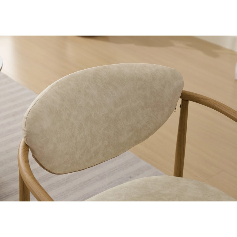 Beige PU Modern Leisure Dining/Living/Bedroom Chair Foam Back Seat Soft