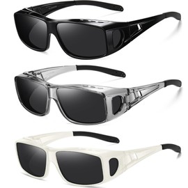 Wzerry Polarized Sunglasses Fit Over Glasses, UV Protection Wrap-Around for Men Women, Driving and Outdoor Activities