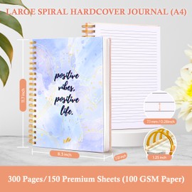 Only Zest Spiral Journal 8.5" x 11" A4 Large Journals for Writing, College Ruled Hardcover Notebook, 300 pages, 100GSM Thick Paper, Perfect for Women, Work, School