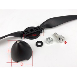 RC Folding Propeller 9×5 inch w/Spinner Size D38×H35mm, and Motor Shaft Diameter φ4.0 with Nylon Plastic Spinner for RC Plane Drone Remote Control Airplane (9×5, Shaft φ4.0)