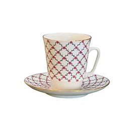 Lomonosov Bone China Porcelain May Coffee Set Pink Net 2pc 5.6 fl.oz/165 ml