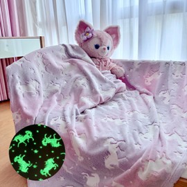 Morecash Glow in The Dark Blanket,Unicorn Blanket for Girls/Kids Age 3-12,Toddler Soft Fleece Blanket Throw for Gift 80"x60"