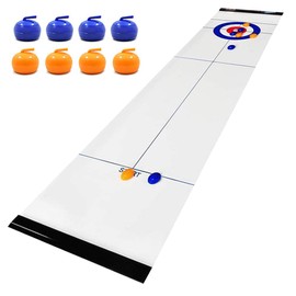 Tabletop Curling Game, Portable Curling Board Games with 8 Curling Stones, Fun Indoor Sports Game for Family School Party Travel 143.7x28.7 cm