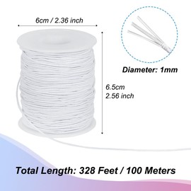 Vivifying Elastic Band for Bracelets, 1 mm Bracelet Cord for Beads, Bracelets, Necklace and DIY Jewellery Making Crafts (White)