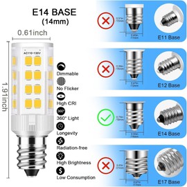 Aooallme E14 European Base Bulb e14 led Bulb Turkish Lamp Bulb Replace Dimmable 4W Equivalent 40W Incandescent Bulb, AC 110V-130V Warm White 3000K, 400LM 2Pack (Daylight White)